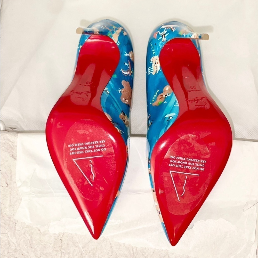 Christian Louboutin Hot Chick pumps 100mm patent blue Greek Odyssey EU39 - Picture 10 of 13